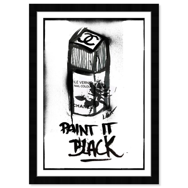 Wynwood Studio 'Paint it Black' Fashion and Glam Wall Art Framed Print Nail Polish - Black, White