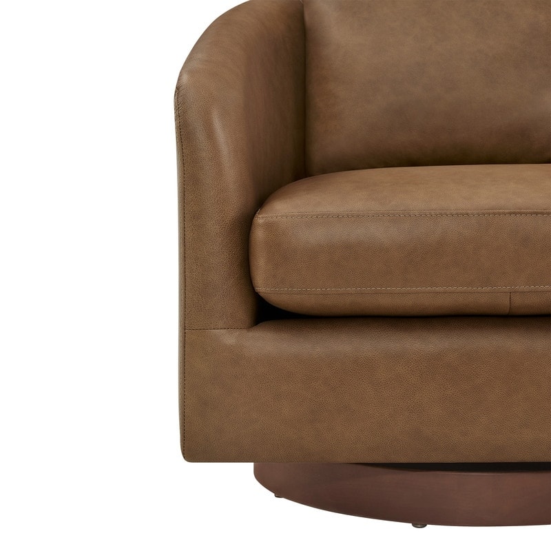 Spruce & Spring Classic Swivel Club Accent Chair with Back Cushion & Solid Wood Frame