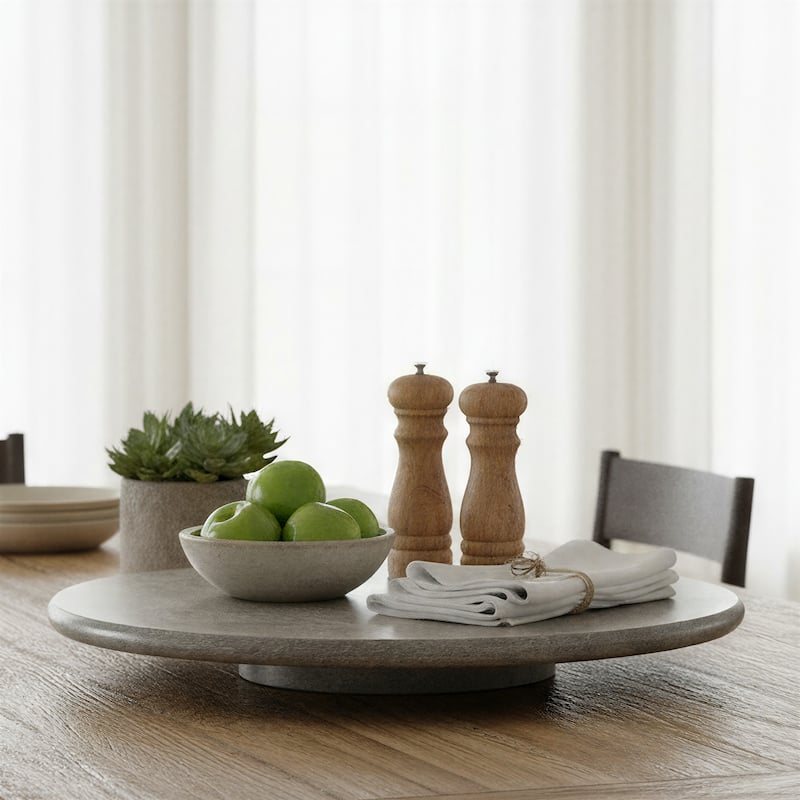 Marble Lazy Susan - 14.0"L x 14.0"W x 1.75"H - Black