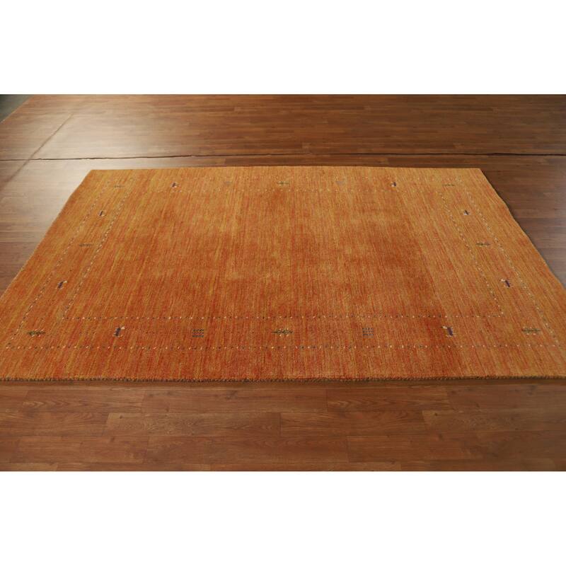 Hand Knotted Oriental 100% Wool Carpet Tribal Tribal Oranges & Rust Gabbeh Area Rug - 7' 8'' X 4' 11''