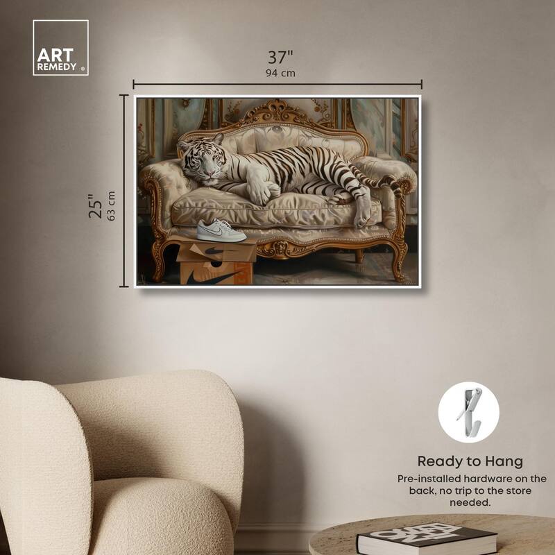 Lounging Sneaker Tiger Canvas by Art Remedy