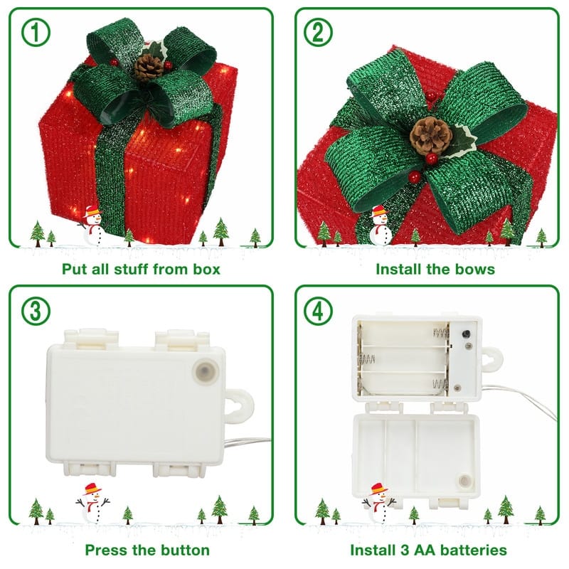 Lighted Gift Boxes Christmas Decoration Set of 3