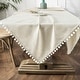 preview thumbnail 15 of 17, DriftAway Pom Pom Tassel Rectangle Linen Textured Decorative Table Cloth
