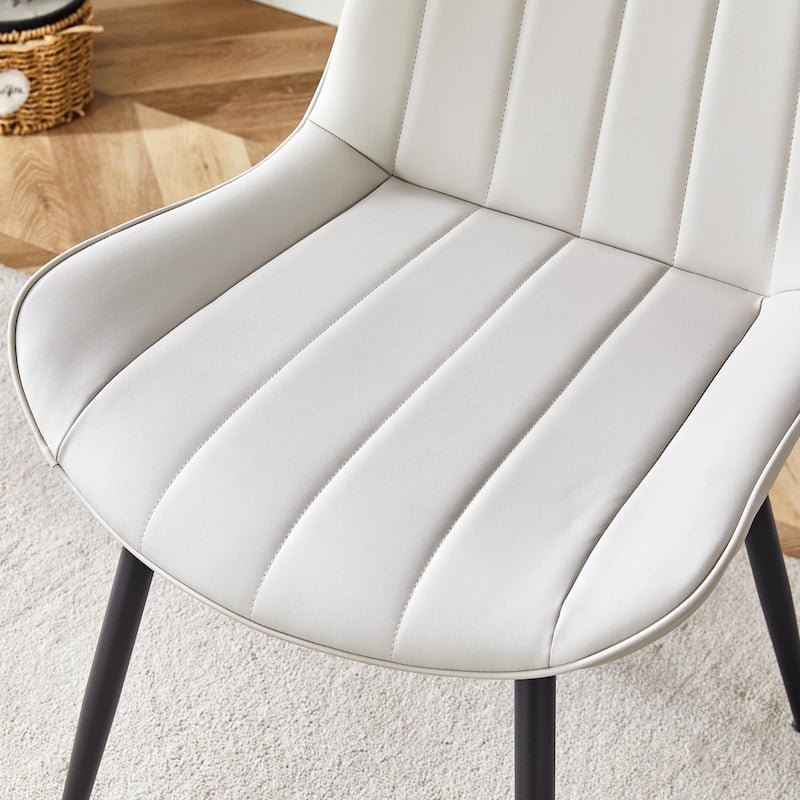 Roomfitters PU Dining Chairs with Extended Cushions and Metal Legs, Ergonomic Design Set of 4 for Modern Homes