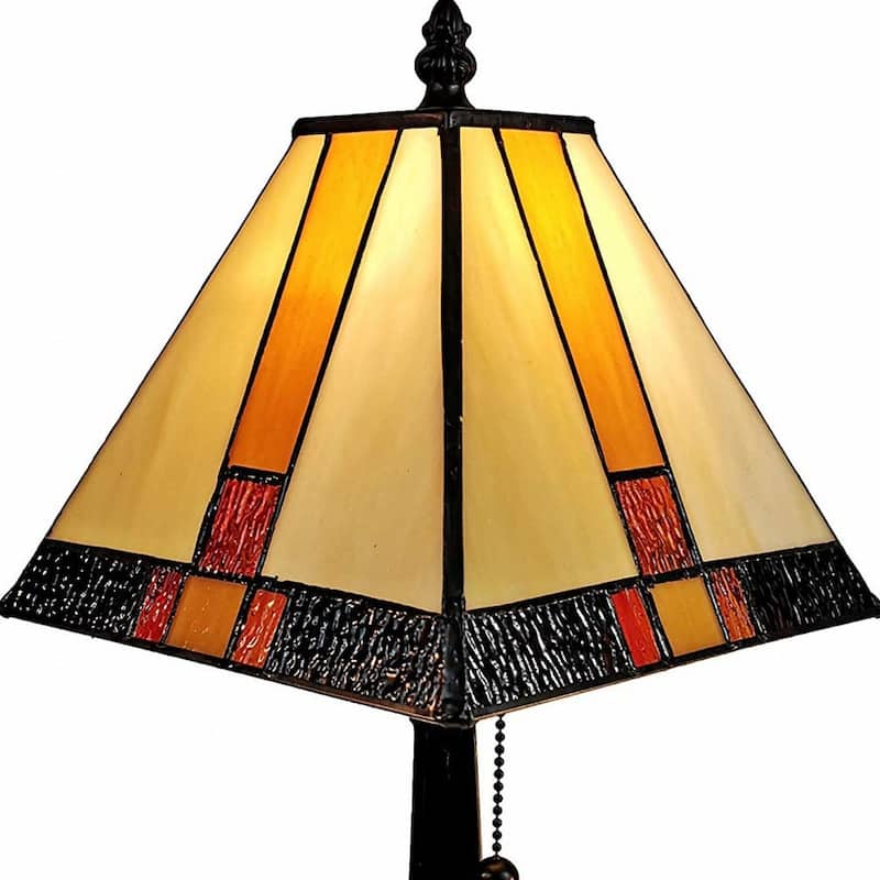 HomeRoots 15" Dark Brown Metal Candlestick Table Lamp With Beige Empire Shade - 14' X '15' X '9