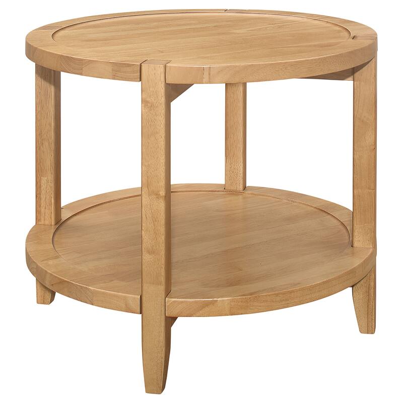 Camillo Round Solid Wood Side End Table Maple Brown - Maple Brown - Wood