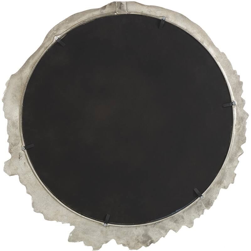 Aluminum Metal Abstract Wall Mirror with Unfinished Texture - Gold or Silver - Roche River Decor