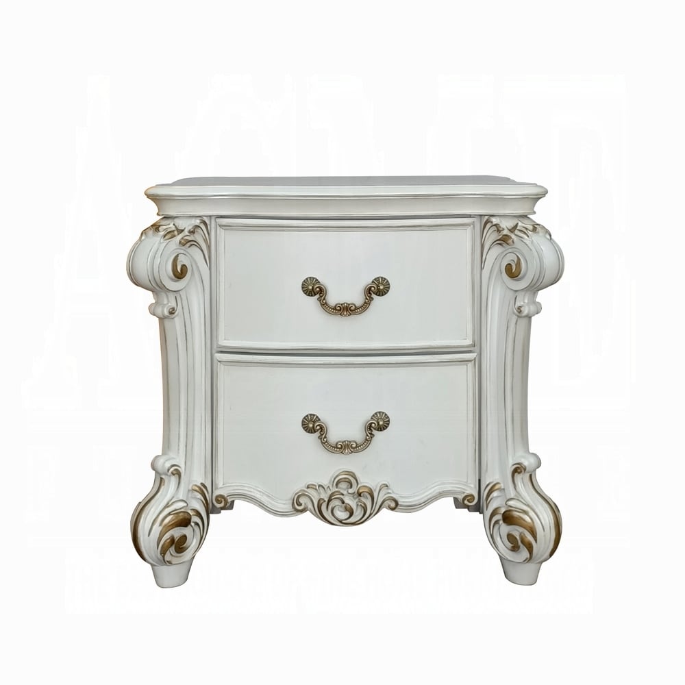 2 Drawers Nightstand with Oversized Scrolled Leg