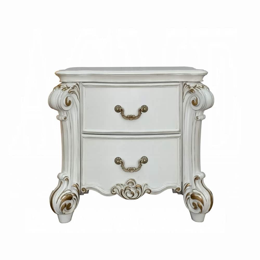 2 Drawers Nightstand with Oversized Scrolled Leg