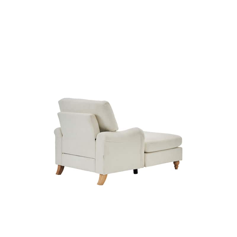 Modern Mid-Century Indoor Oversized White Foam Chaise Lounger Sleeper Sofa