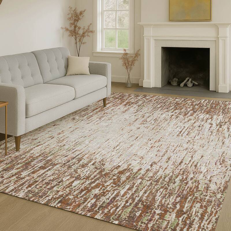 Machine Washable Indoor/ Outdoor Abstract Moxy Chantille Rug