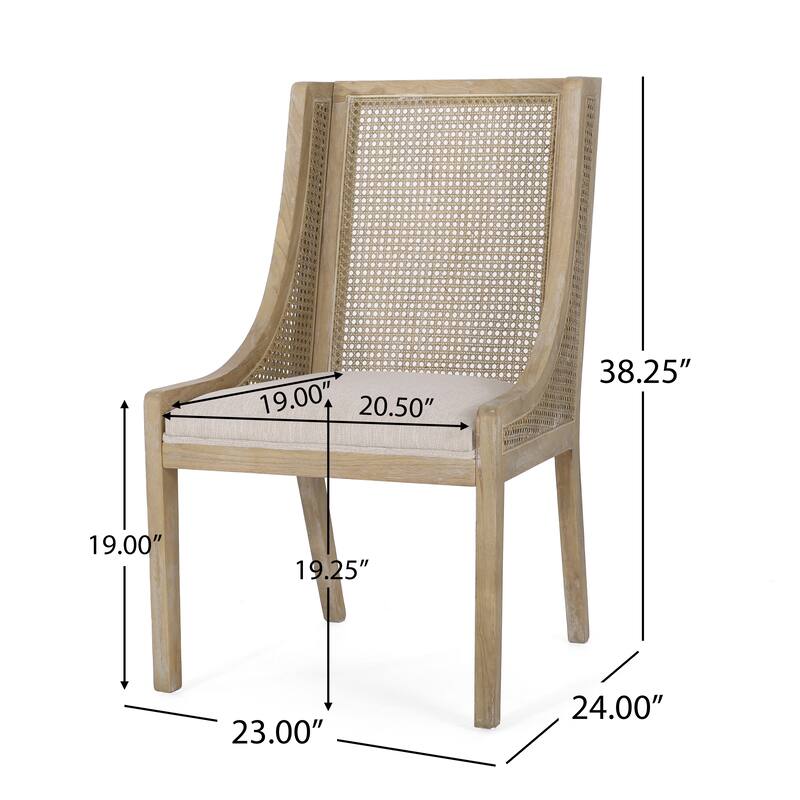 Sorenza 5pc Dining Set with Cushioned Seats, Cane Rattan Webbing, Rubberwood by Christopher Knight Home