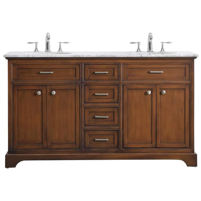 Elegant Lighting VF15060DWH Americana 60" Free Standing Double Basin - Teak - Wood Finish