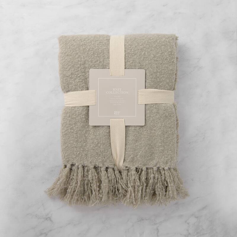 Aurora Home Plush Touch Fringe Throw - GREY - 60"