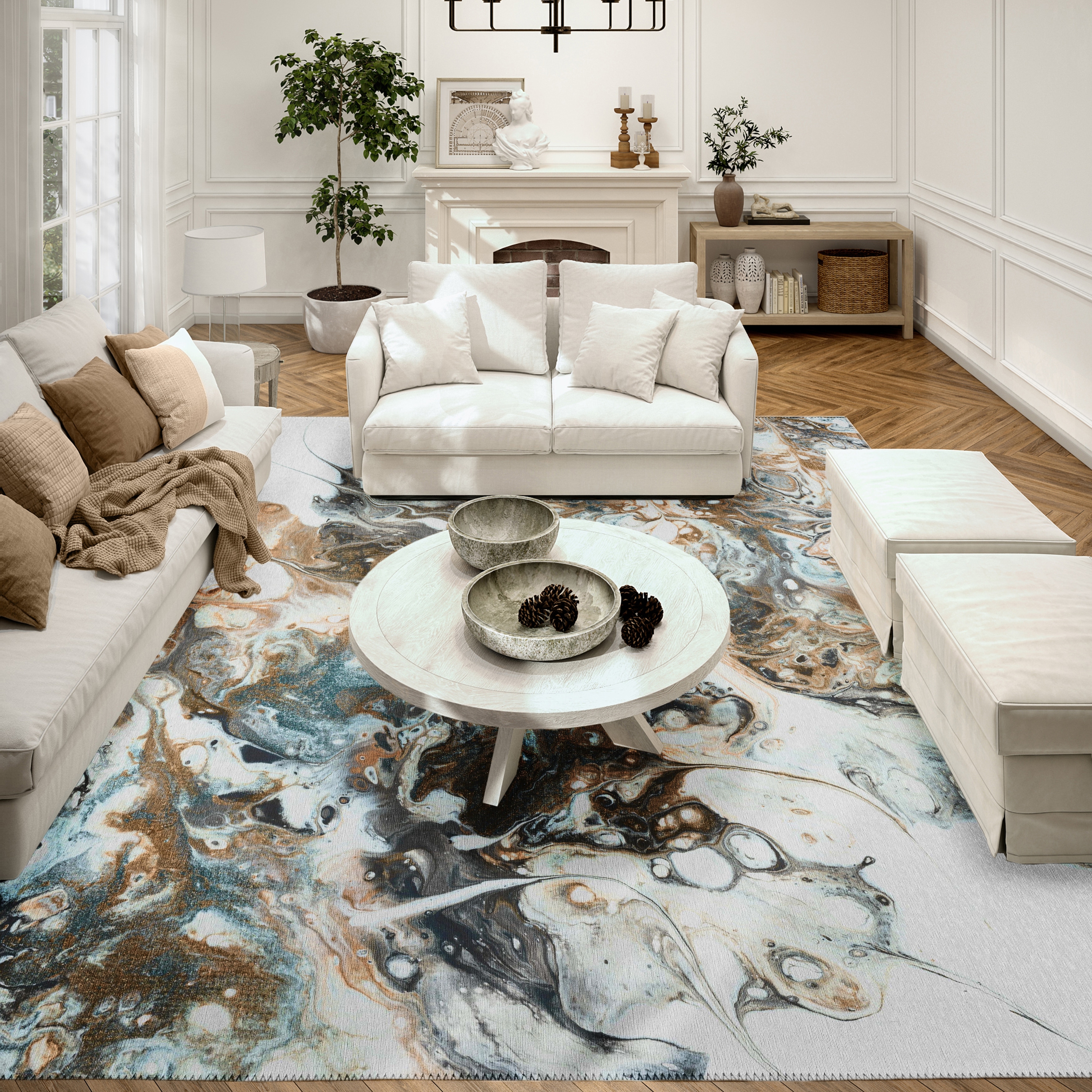 Indoor/ Outdoor Addison Karina Abstract Washable Area Rug