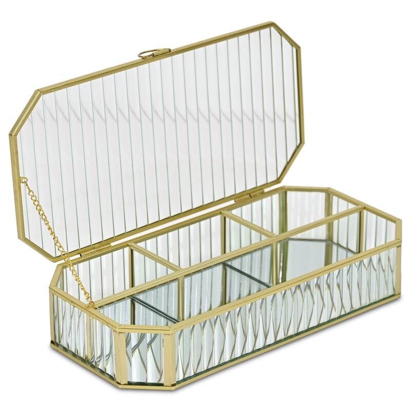 Zelara 11.6" Fluted Glass Mirrored Display Box - N/A