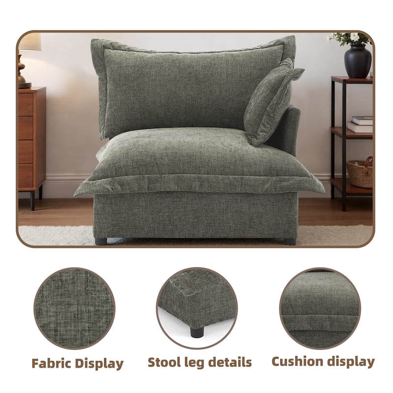 Double Layer Cushion Comfy Cloud Modular Sectional Sofa Couch Ottoman