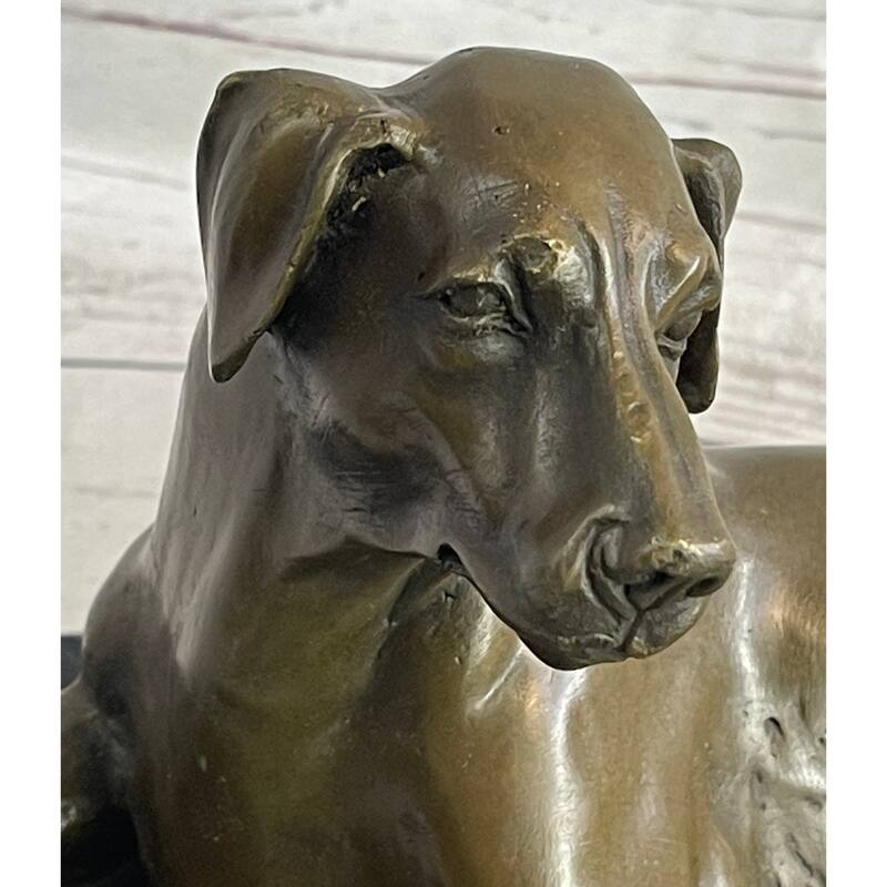 Bronze Pet Imitative Dog Sculpture Statue Figure On Marble Base Antoine Barye 8 Inches X 13 Inches