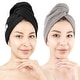 preview thumbnail 12 of 86, American Soft Linen 100% Cotton Hair Drying Towels for Women, Cotton Hair Turban Turkish Towel Wrap, Head Towel Cap for Hairs Black and Rockridge
