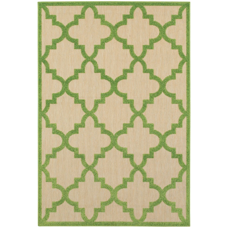 Chester Sand Green Geometric Lattice Outdoor Casual Area Rug