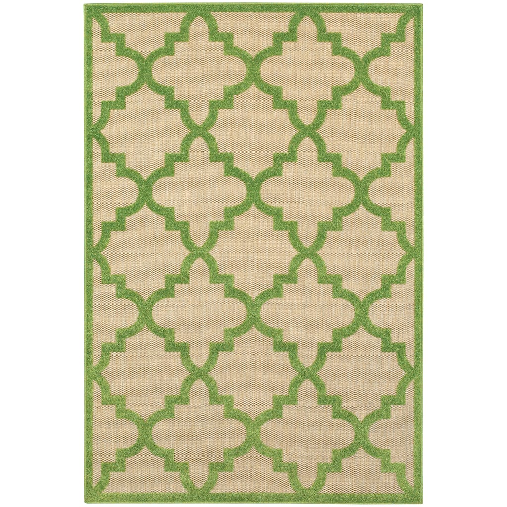 Chester Sand Green Geometric Lattice Outdoor Casual Area Rug