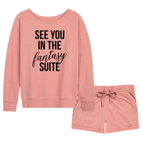See You in the Fantasy Suite - Women's French Terry Shorts Set - Desert Pink. Opens flyout.