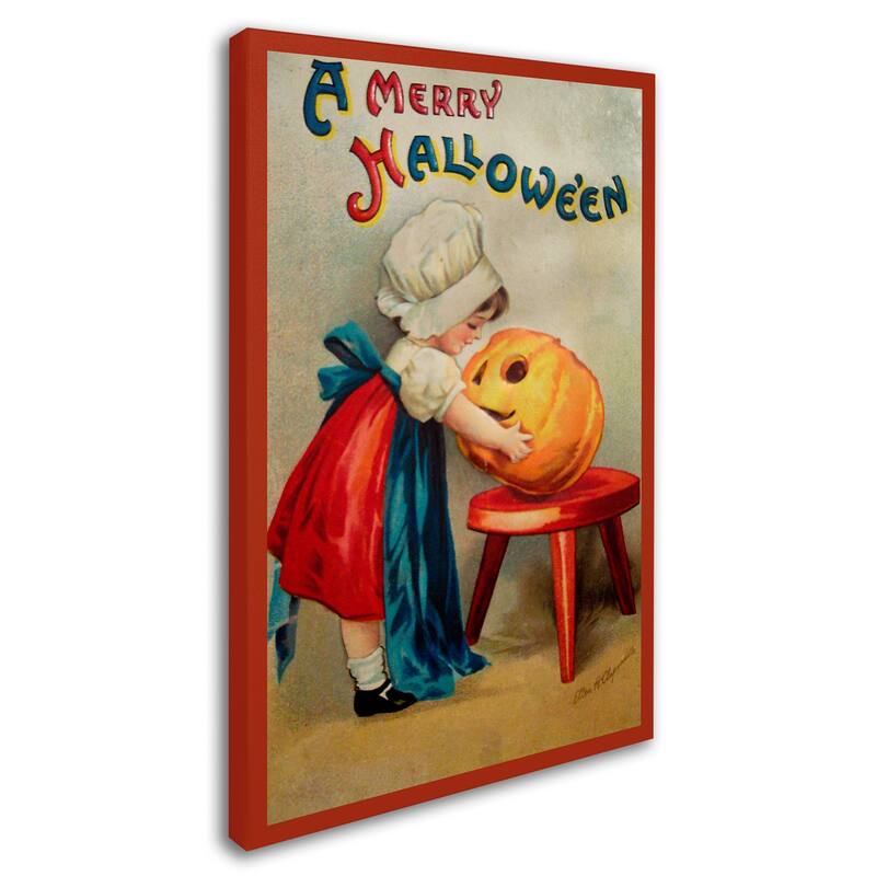 Vintage Apple Collection 'Halloween Stool Pumpkin' Canvas Art