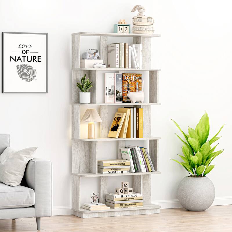 31.5"L X 64.56"H Free Combination Bookshelf Modern 5-Tier Open Storage Bookcase Mdf Wood Display Shelving, Media Storage Shelves