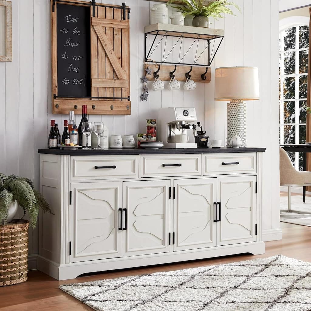 Farmhouse Buffet Sideboard Cabinet,Coffee Bar Wine Bar for Dining Room