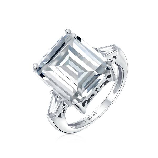 Shop 925 Sterling Silver 7ct Aaa Cz Emerald Cut Engagement Ring