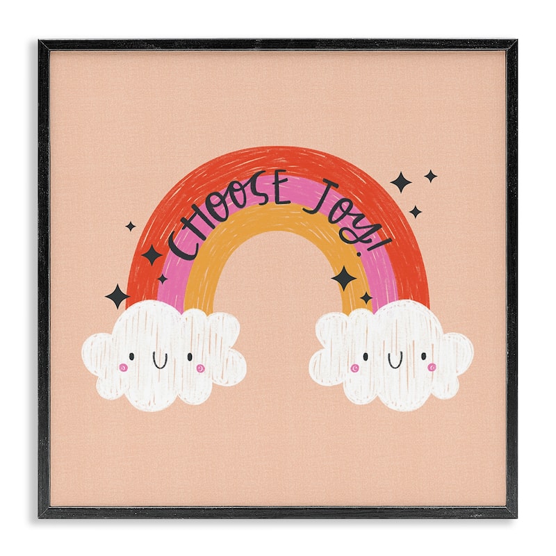 Stupell Choose Joy Happy Rainbow Framed Giclee Art Design By Sarah Hickman - 24 x 24 - Black