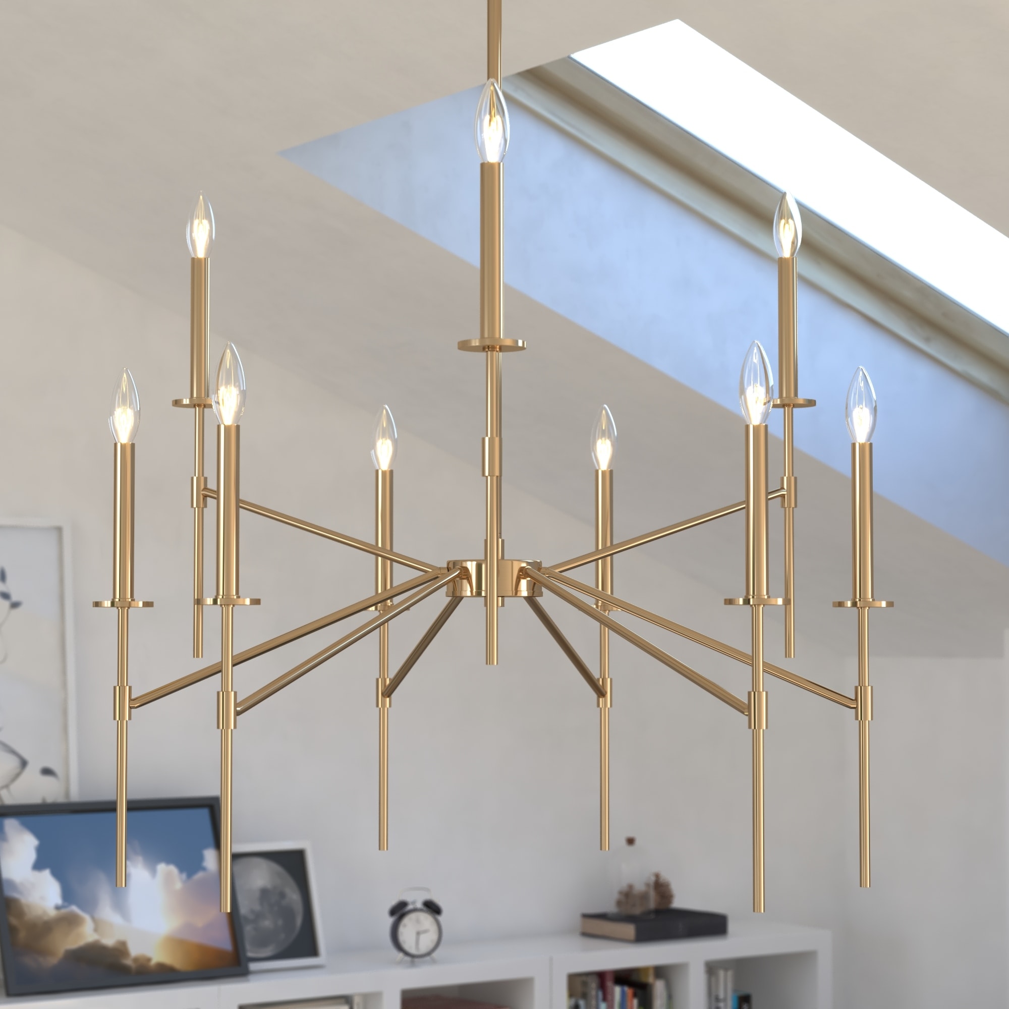 Contemporary shop brass chandelier