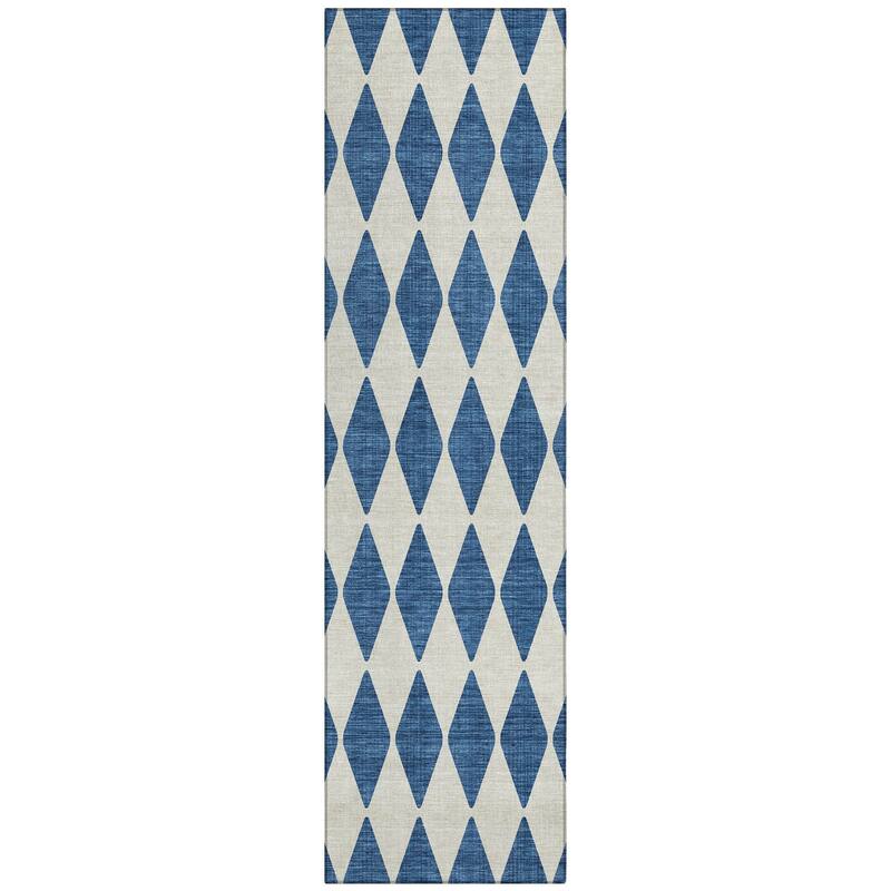 Machine Washable Indoor/ Outdoor Chantille Diamond Argyle Rug