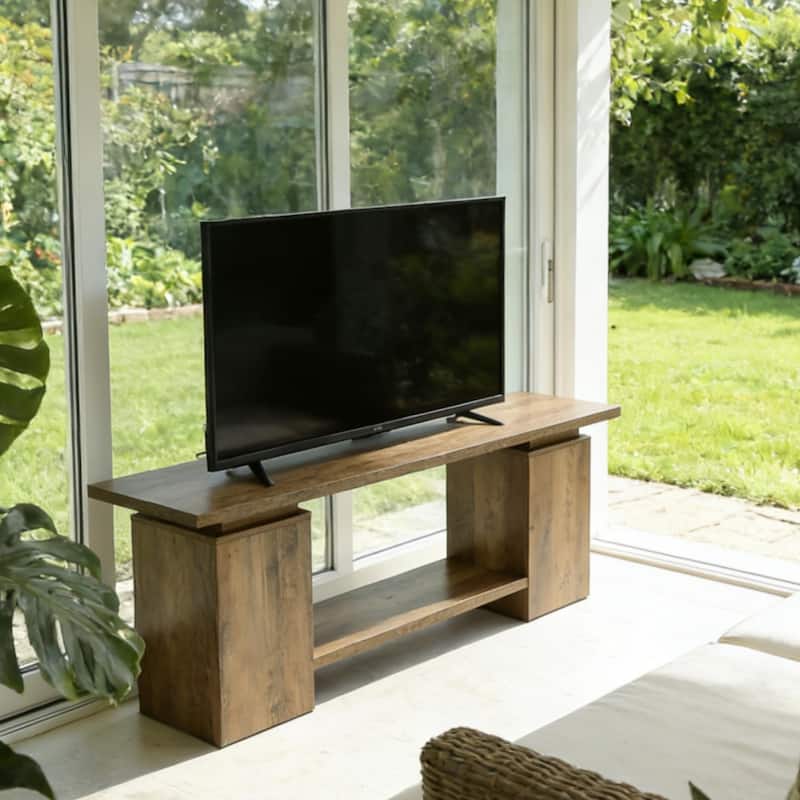 63" Rustic TV Stand for 55-75 Inch TVs - Extra Long Media Console with Storage|Brown