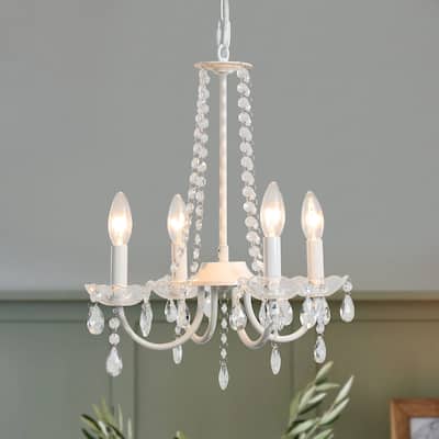 4-Light Candle Style Chandelier with Crystal Accents for Living Room Bedroom