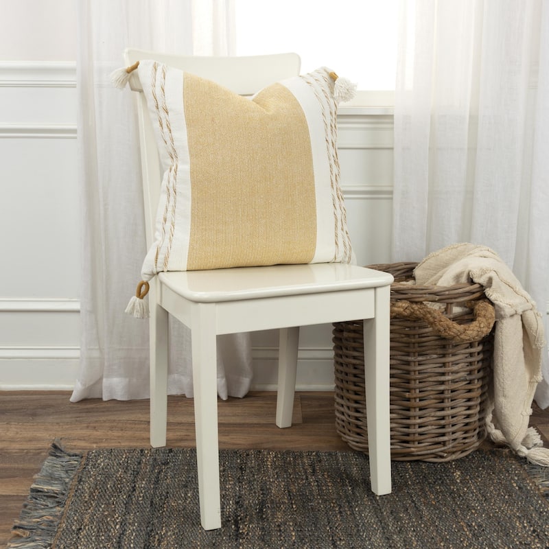 Rizzy Home Woven Striped Square Throw Pillow with Tassels