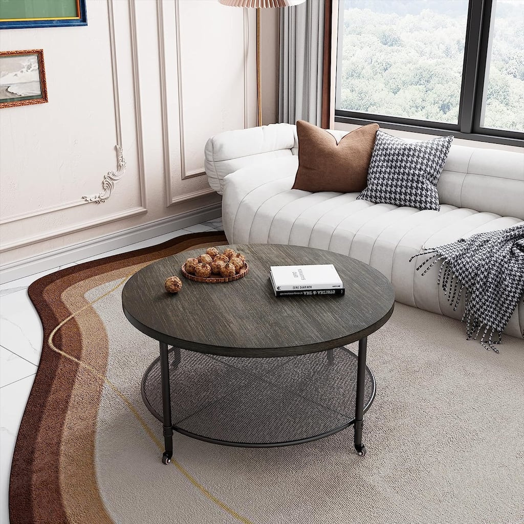 Industrial Console Table, 2-Tier Accent Table Coffe Table