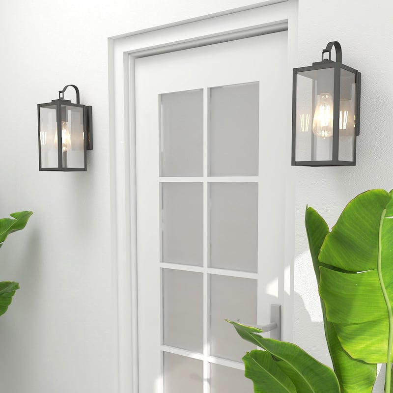 4PK-1 Light Outdoor Matte Black Wall Sconce Lantern - 5"x6.7"x13.78" - 5"x6.7"x13.78" - Matte Black