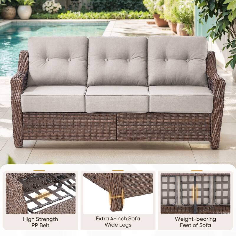 Pocassy 5/7PCS Sofa Swivel Chair Ottoman with Fire Pit Table