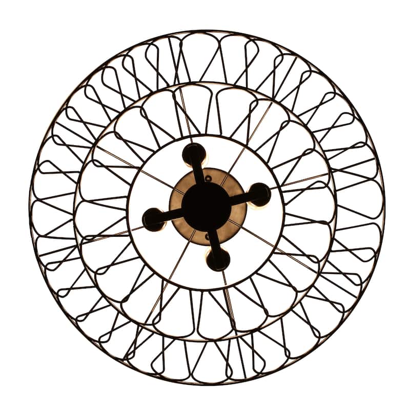 Matte Black 4-Light Metal Open Cage Semi-Flush Mount - Matte Black