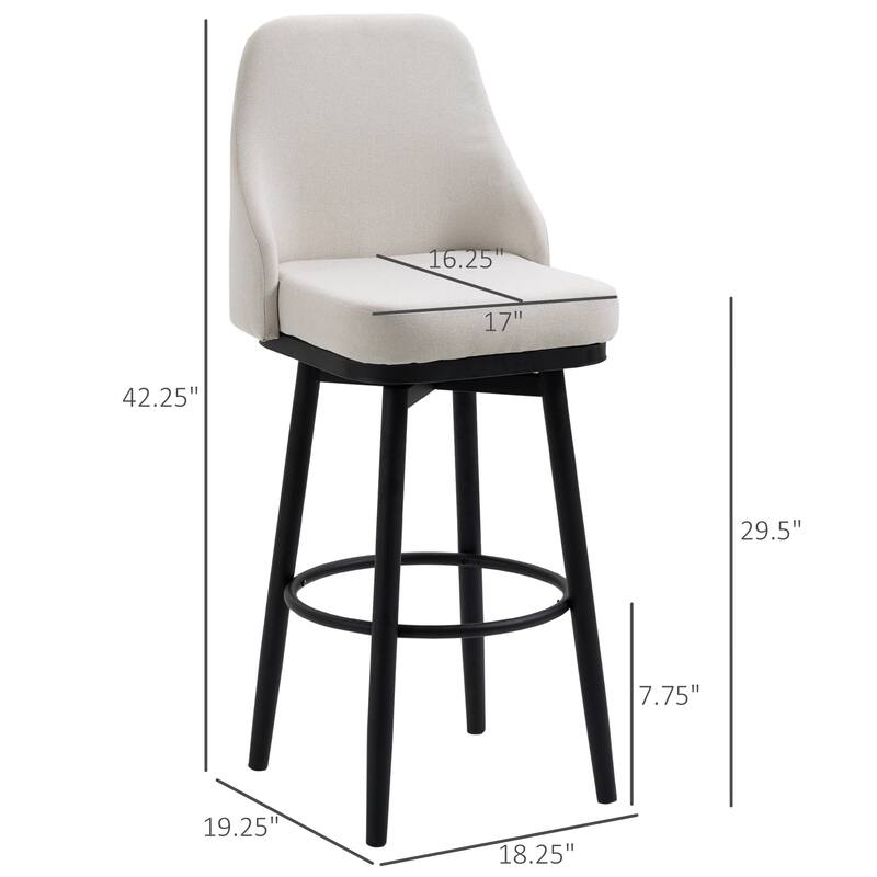 Upholstered Breakfast Stools Modern 360° Swivel Seat Height Upholstered Kitchen Chairs with Steel Legs and Footrest