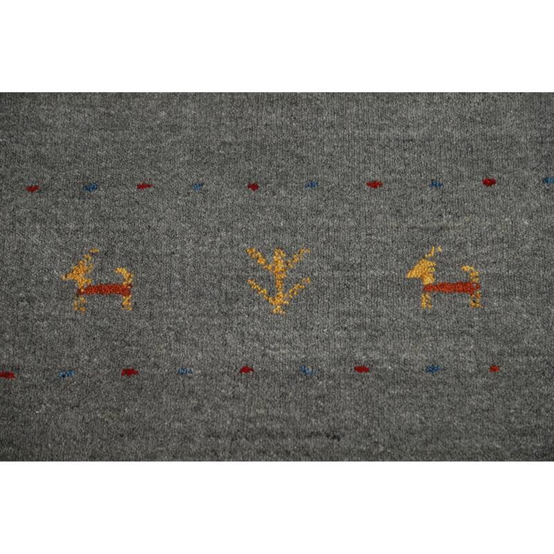 Tribal Gray Gabbeh Indian Area Rug Handmade Wool Carpet - 4'9" x 7'10"