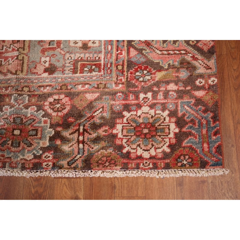 Heriz Persian Antique Area Rug Handmade Orange Wool Carpet - 8'7"x 10'11"
