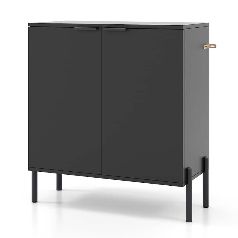 Gymax 2-Door Buffet Cabinet Sideboard Cabinet w/ Shelf Metal Legs &