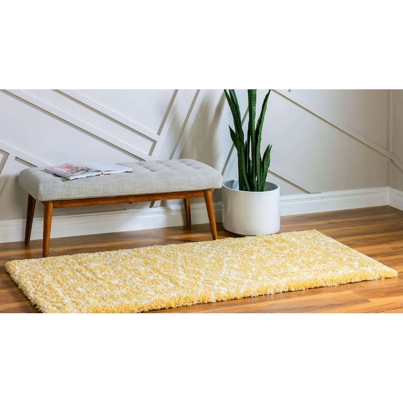 Shag Shoploni Collection Area Rug - 2'7"x6' - Yellow