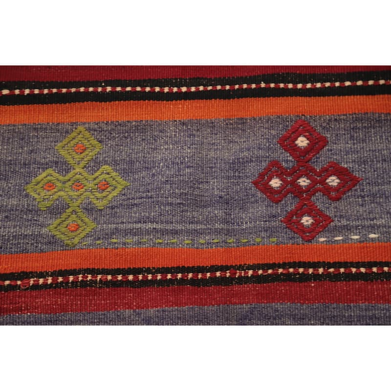 Hand Woven Oriental 100% Wool Carpet Southwestern Tribal Multi-Colored Kilim Area Rug - 8' 11'' X 5' 5''