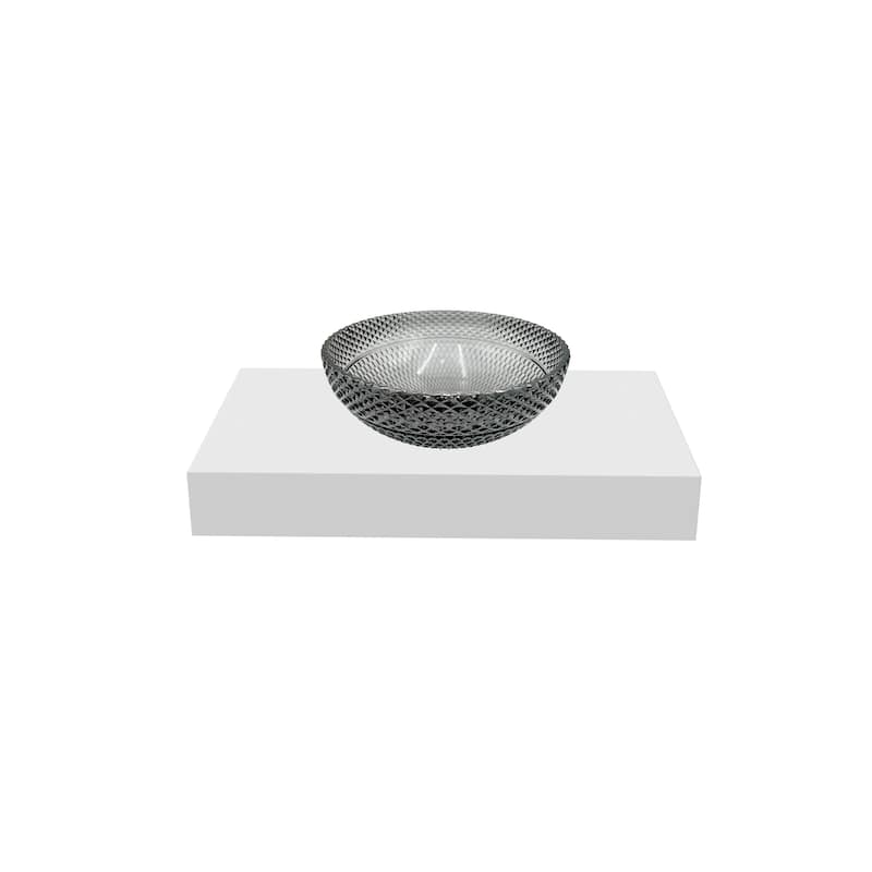 Jewel 16" Round Decorative Crystal Vessel Sinks With White Base - 30"Countertop - 16"Black