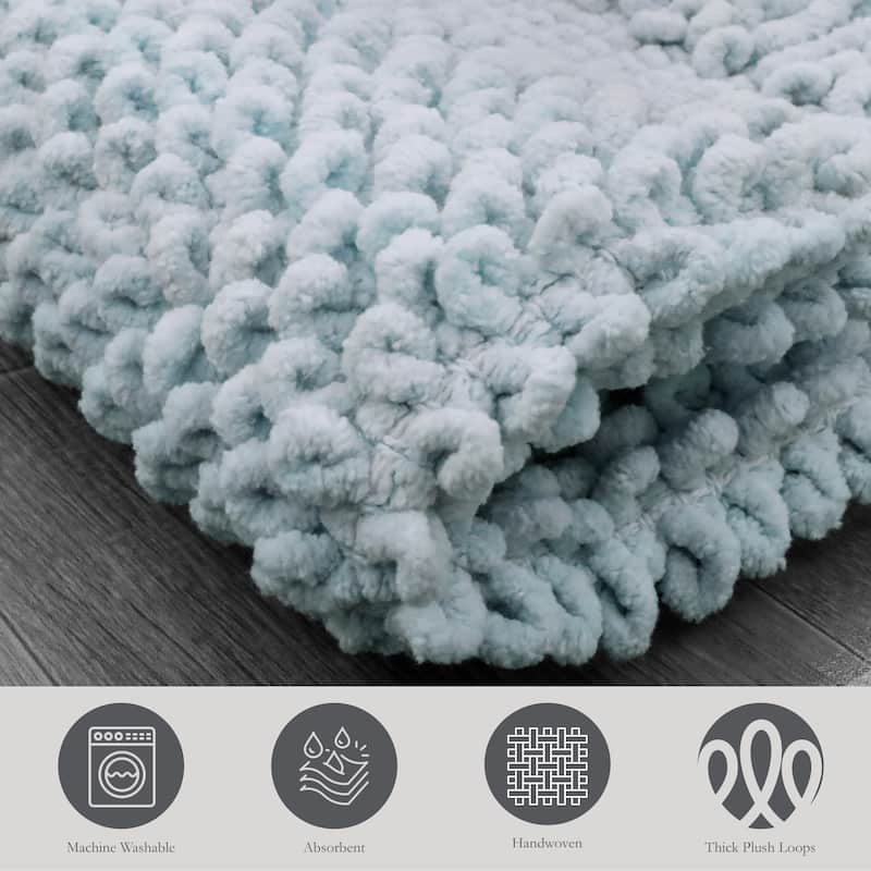 Sophie Border Ultra-plush Chenille Non-Slip Cotton Bath Mat (Set of 2)