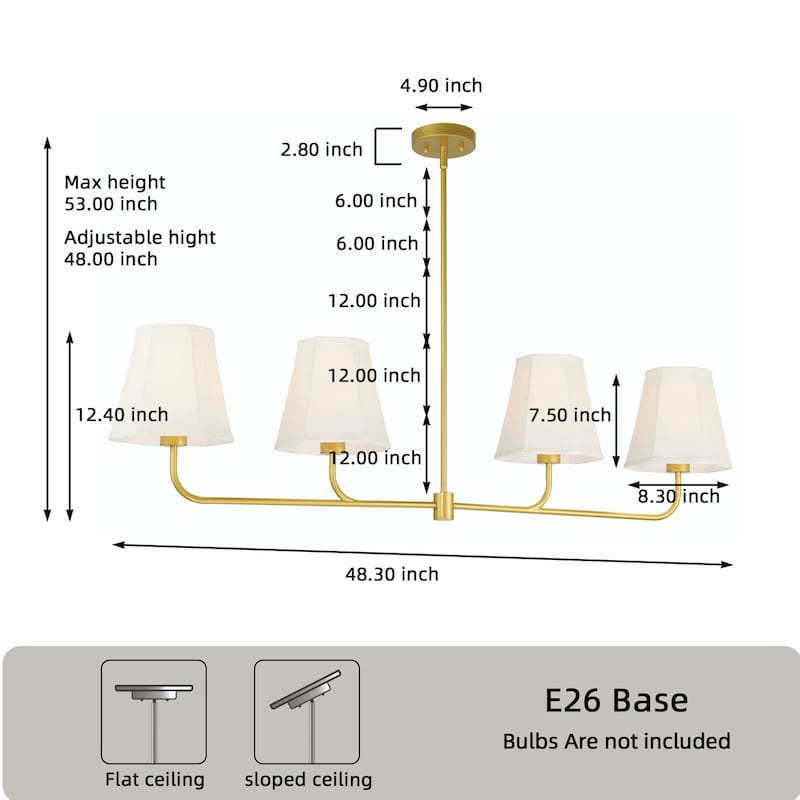 Acroma 4 - Light Dimmable Gold Linear Chandelier Kitchen Island Chandelier - 4-light