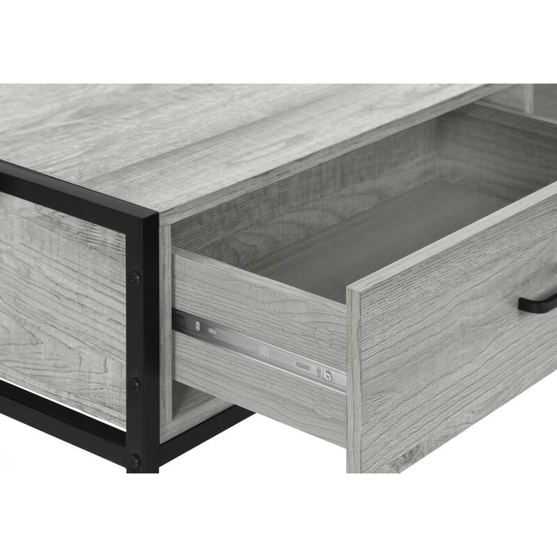 Contemporary 48-Inch TV Stand with Storage Drawer and Cable Management, Grey Laminate, Black Metal Frame